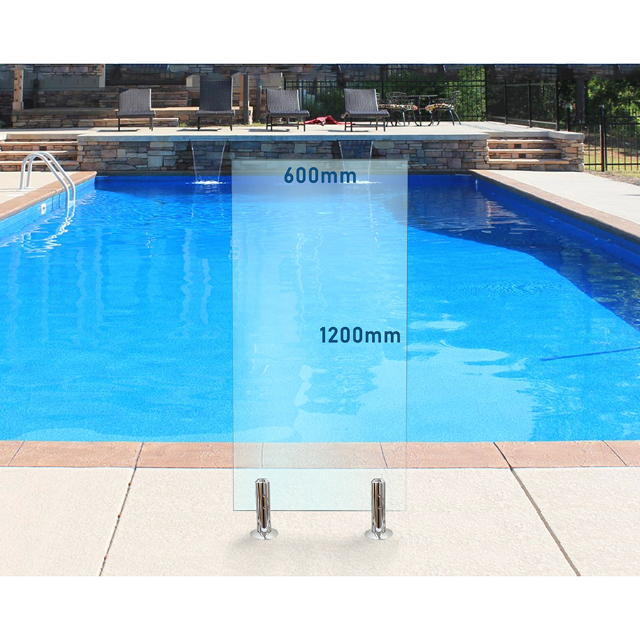 600mm x 1200mm Glass Pool Fencing Panel