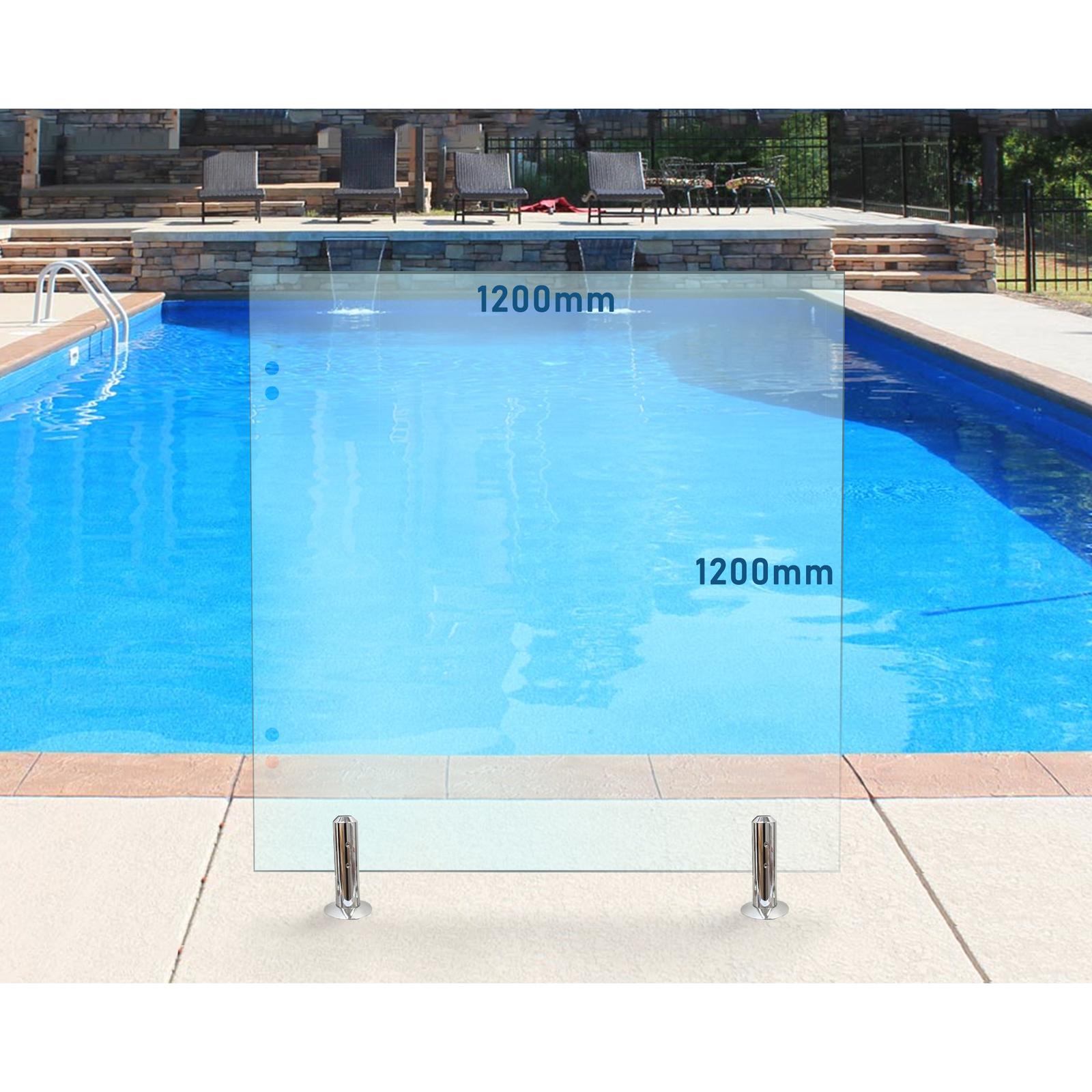 Hinge Panel - 1200 x 1200mm Glass Pool Fencing
