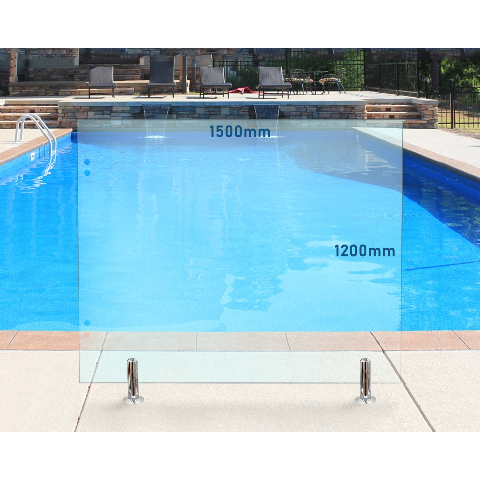Hinge Panel - 1500 x 1200mm Glass Pool Fencing