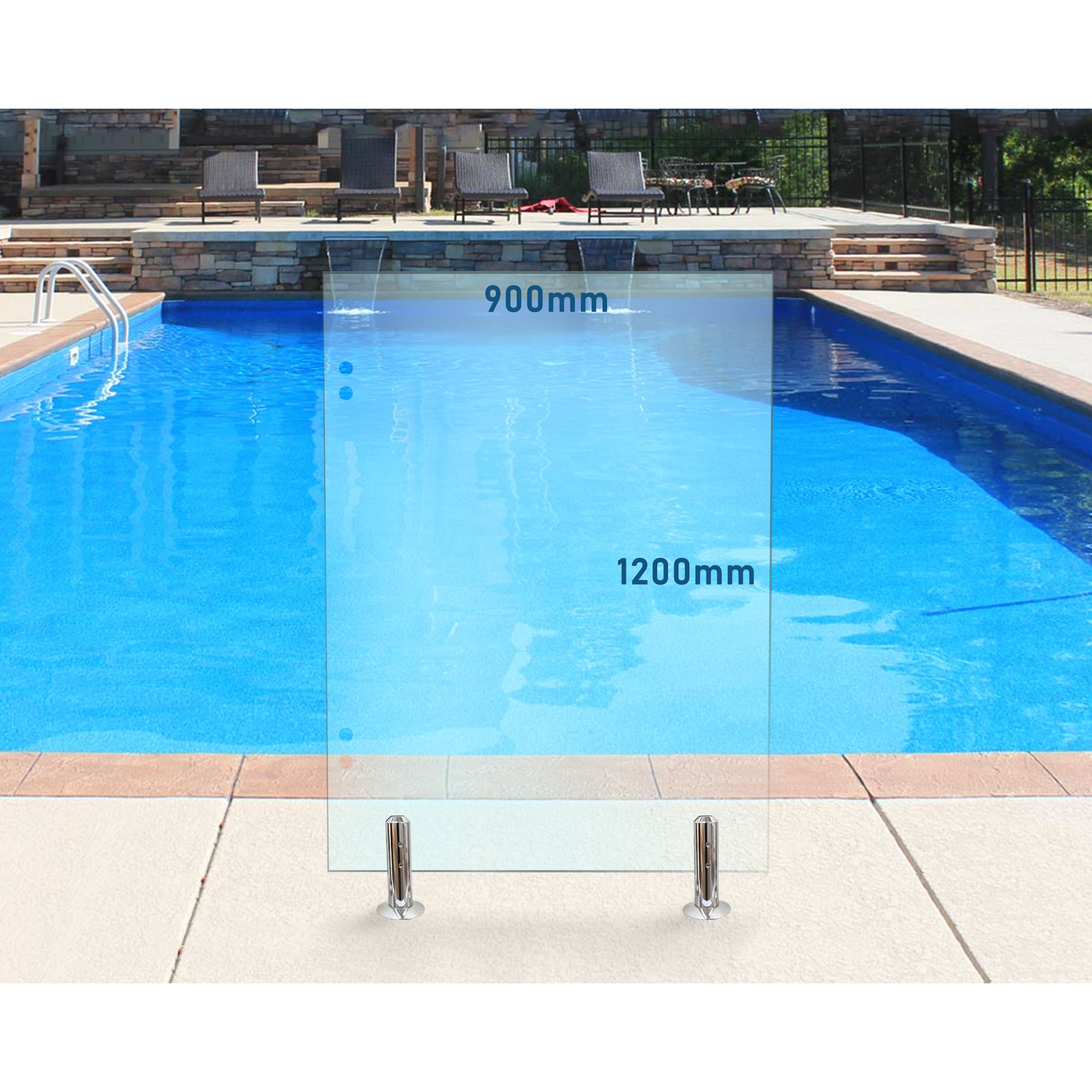 Hinge Panel - 900 x 1200mm Glass Pool Fencing