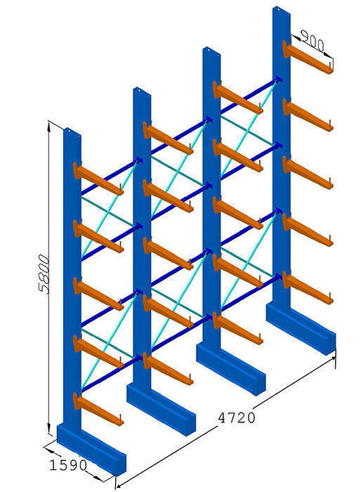 Heavy Duty Cantilever Racking - 5.8mH SS - 900mm Arms