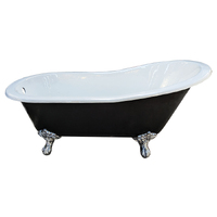 1550mm Single Slipper Cast Iron Bath - Black 