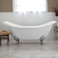 Cast Iron Claw Foot Bath - 1829mm Double Slipper - WHITE