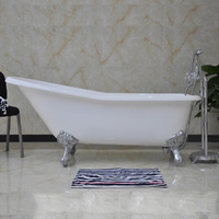 Cast Iron Claw Foot Bath - 1676mm Single Slipper - WHITE