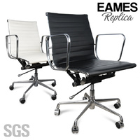 Eames Replica LOW BACK PU Leather Office Chair - Black OR White