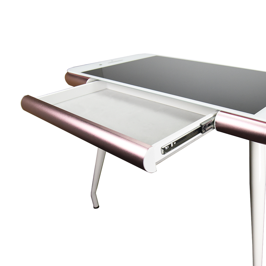 Details About Iphone Glass Top Desk Computer Metal Frame Home Office Study Table 105 X 52cm