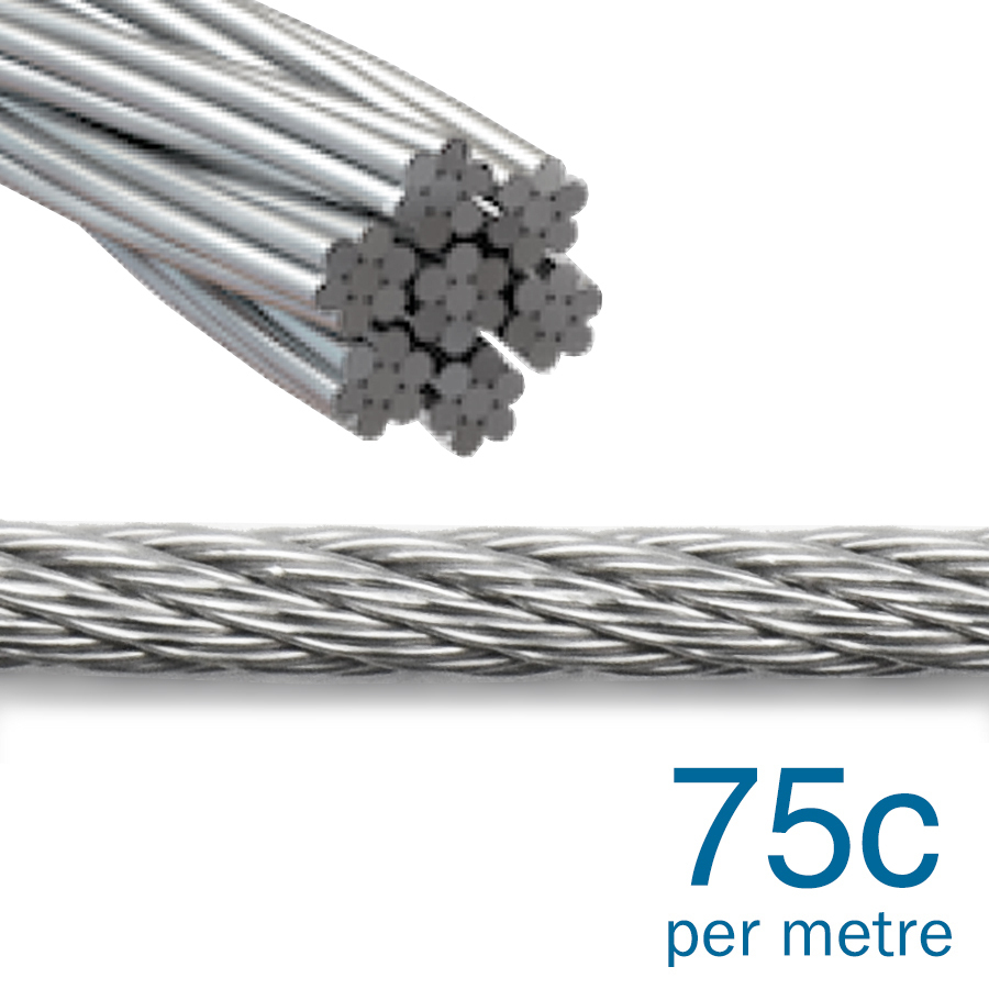 316 Stainless Steel Wire Rope 3.2mm 7x7 Stainless Steel Balustrading