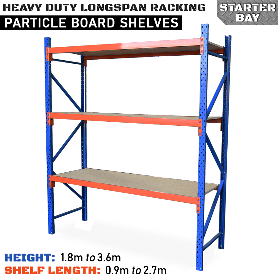 Longspan Industrial Particle Board Shelves Starter Bay