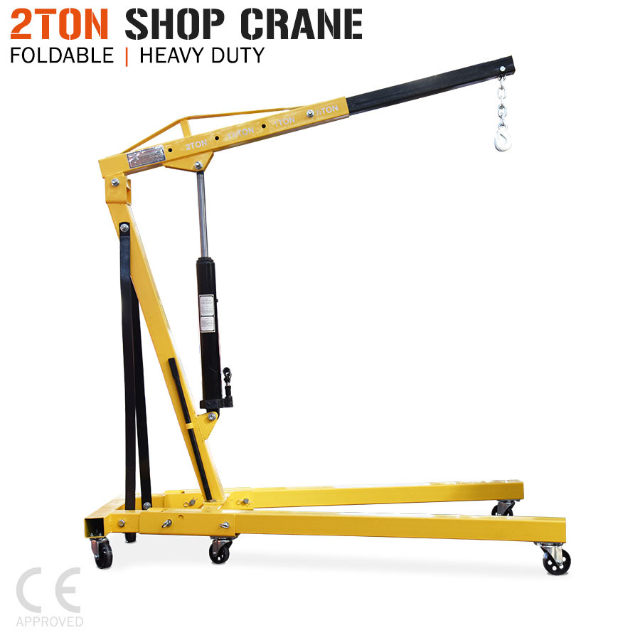 Black Warmiehomy 2 Ton Hydraulic Folding Engine Crane Stand Hoist Lift Jack with Wheels Workshop Hydraulic Use 